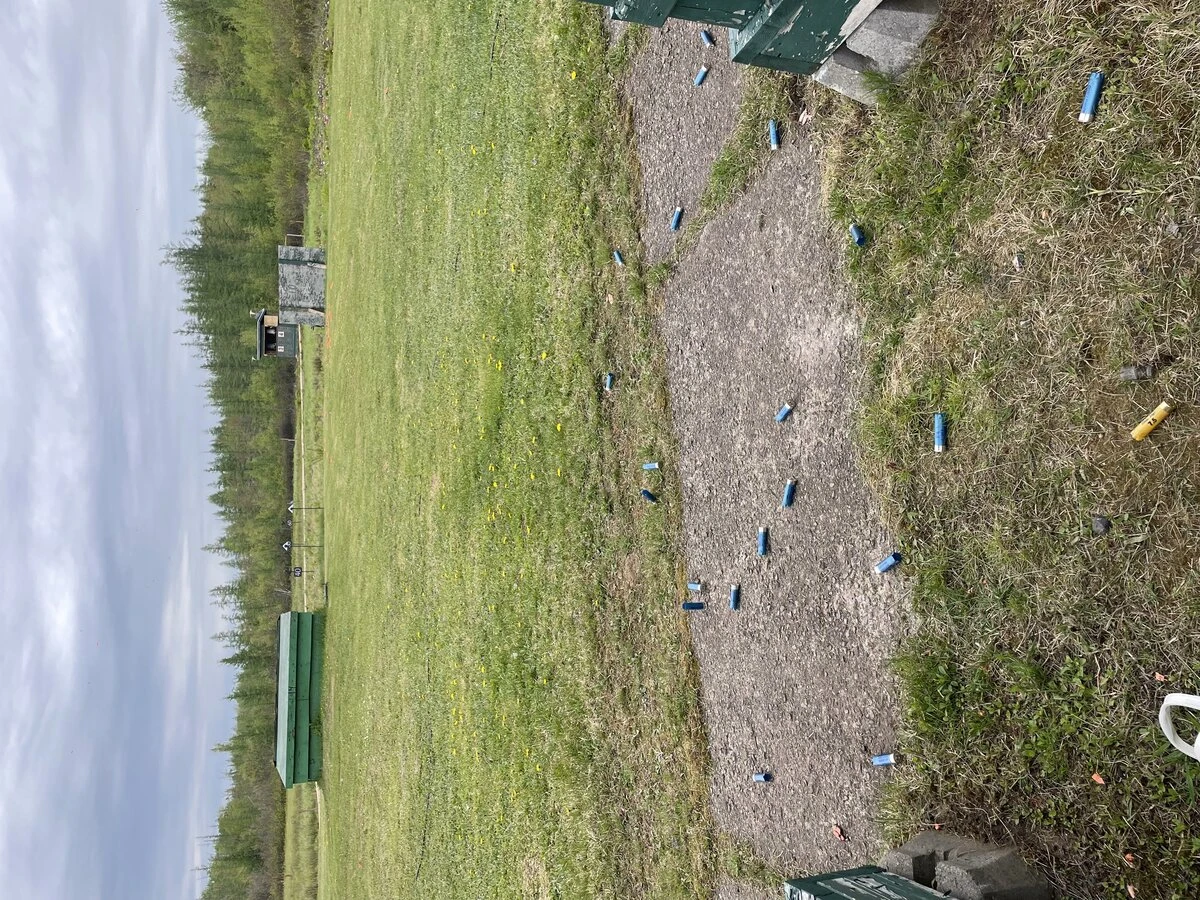 Des munitions vidées aux abords des pas de tir au pigeon d’argile.