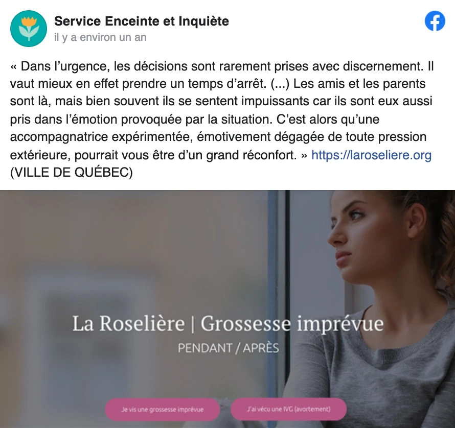 Capture d’écran Facebook