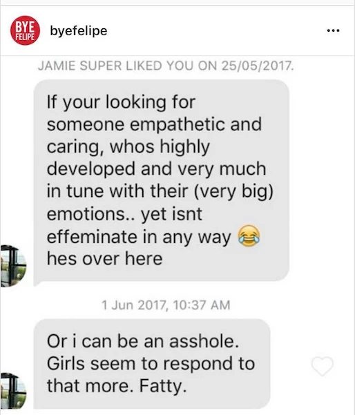 Exemple éloquent tiré de “Bye Felipe”…