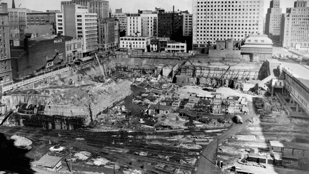 Construction de la Place Ville-Marie – Photo d’archives, Radio-Canada.