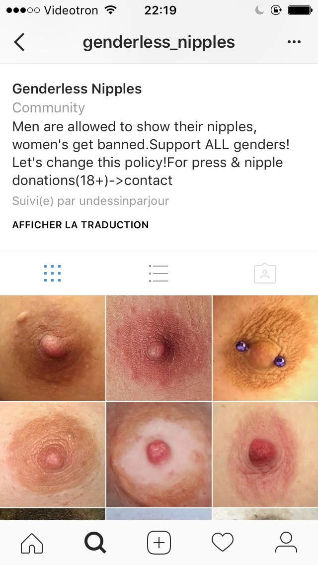 Une seule photo a été supprimée par Instagram depuis que le comte existe, et il s’agissait… du mamelon d’un homme.