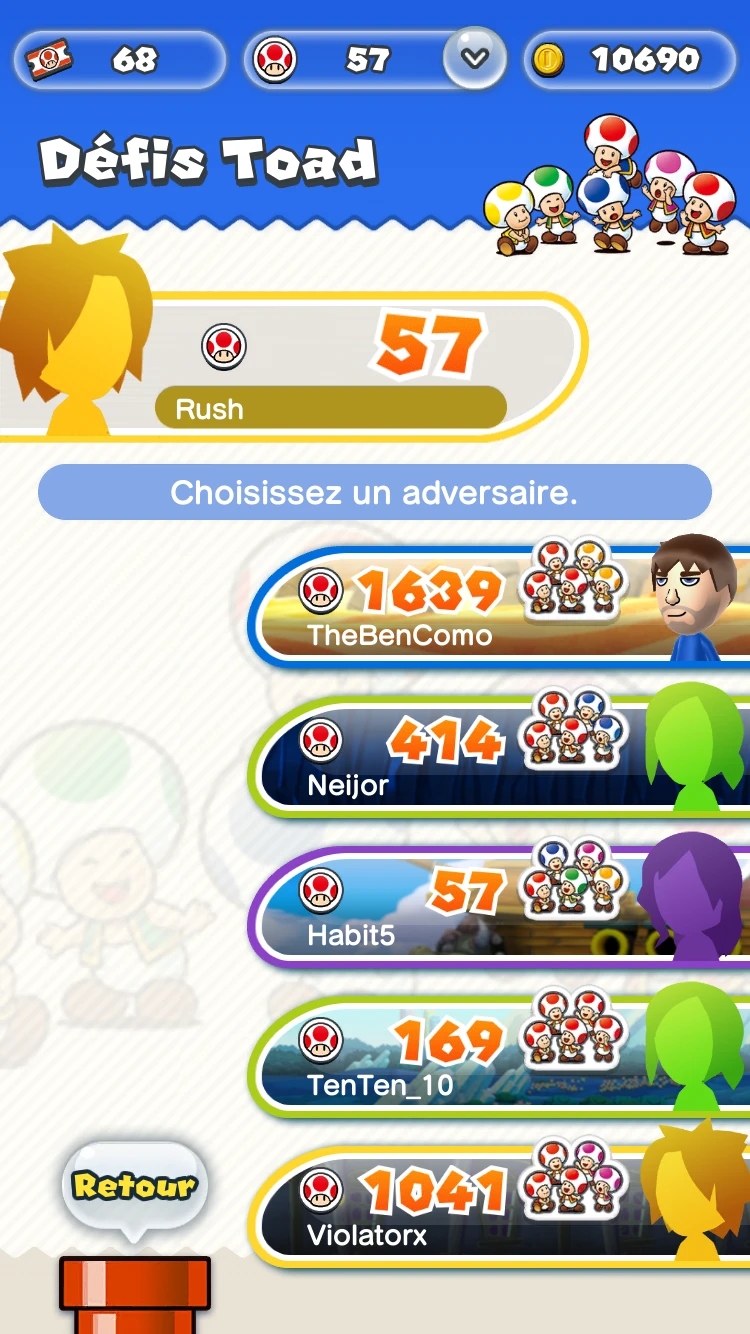 Party de champignons multicolores.