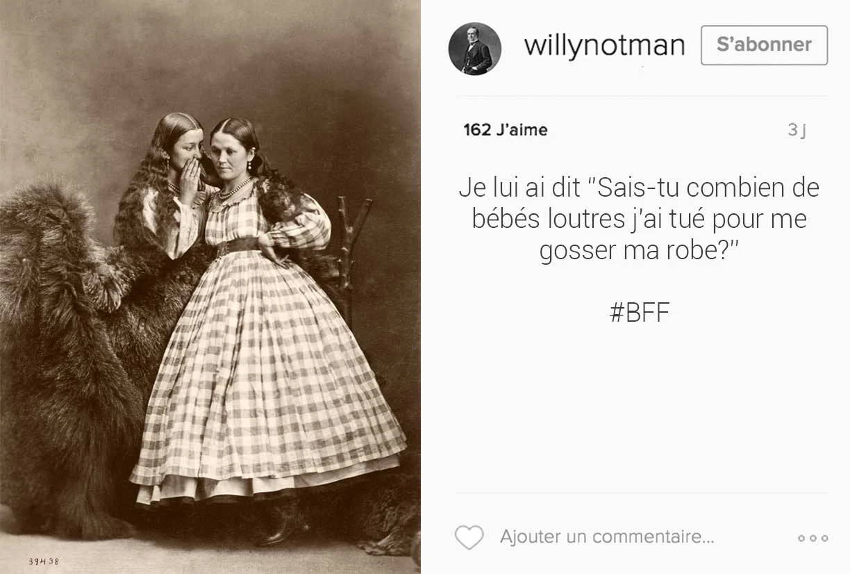 Texte : Marie-Lyne Joncas / Photo : William Notman, Mme J. DeNew et Mme Mary Jock, 1869, tirage sur papier albuminé, 17,8 × 12,7 cm, I-39438.1