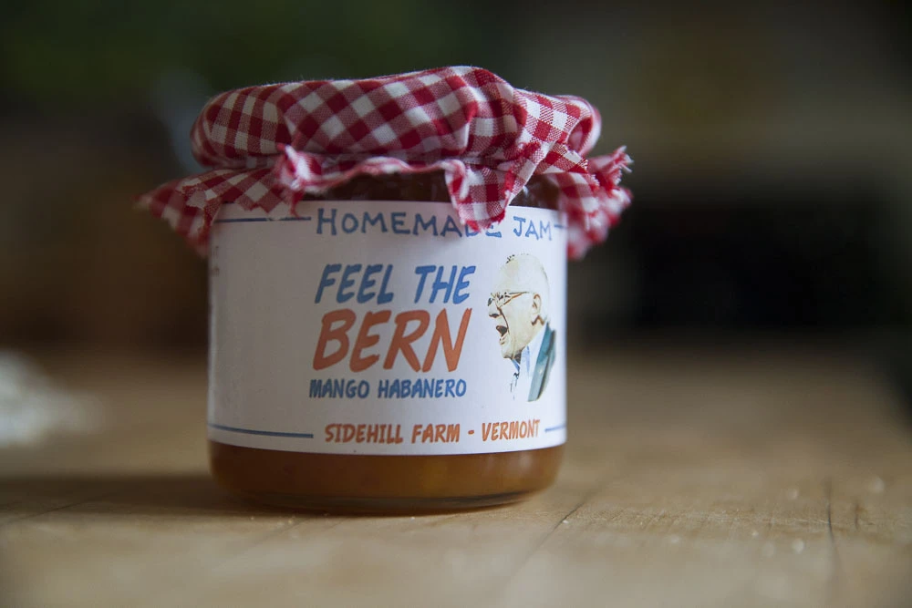 Confiture  l’effigie de Bernie Sanders.