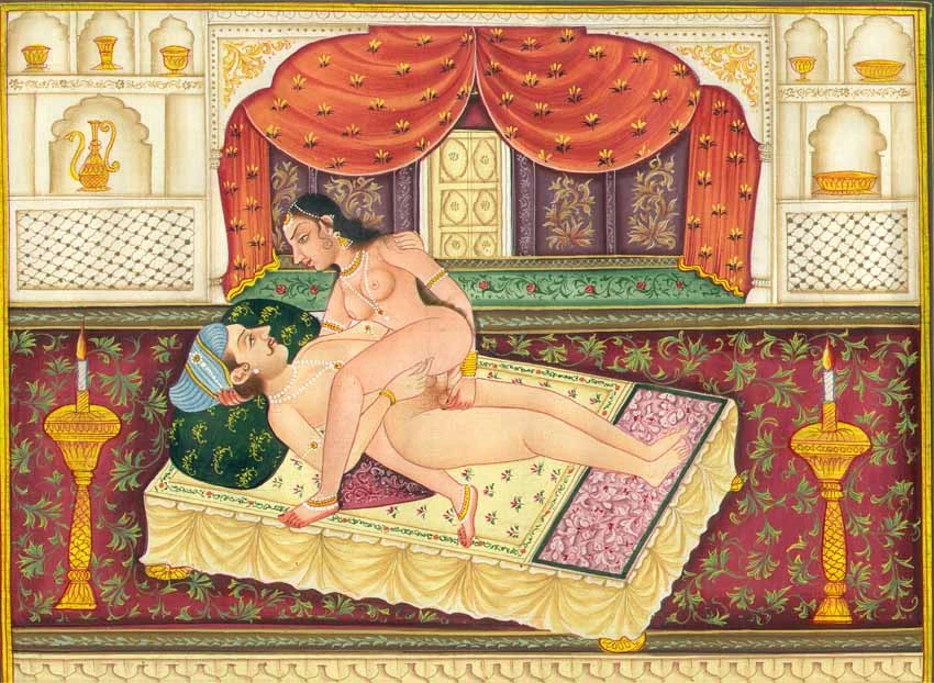 Illustration moderne d’un passage du Kamasutra, composé quelque part entre -400 et 200. À noter que les relations homosexuelles étaient vues comme naturelles dans le Kamasutra, jusqu’à ce que le Code pénal indien se mette à les interdire après les années de colonialisme…