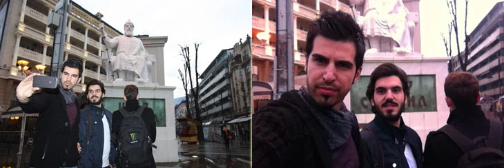 À droite Latif se cache car il a peur du gouvernement / Crédits : CC La Macédoine est-elle en pleine crise identitaire? « On sait qui on est. On n’a pas de problème d’identité. Oui, nous sommes un pays jeune mais nous sommes une très vieille nation », répond dare-dare le porte-parole des autorités Nedelco Kestevski. L’architecte Vangel Bozinovski dénonce, lui, « les soi-disant historiens » et préfère tailler les Grecs, « un peuple qui n’existe pas, inventé par un allemand, Otto le Bavarois ! » Crée en 1991, la Macédoine est contrainte par la Grèce de prendre le nom de Fyrom – un acronyme pour Ancienne République Yougoslave de Macédoine – sur la scène internationale. La Grèce revendique les copyrights et refuse qu’une nation « slave » s’approprie l’histoire antique de la Macédoine. Vangel Bozinovski s’enflamme : « Avec les constructions, les touristes qui viennent ici vont comprendre que de dire “la Macédoine, c’est en Grèce”, c’est de la propagande. » L’activiste Nikola Pisarev regrette lui qu’ « à la place de construire quelque chose de nouveau et d’utile, on veuille fixer les gens dans passé » : « Le budget total de Skopje 2014 est estimé à 500 millions d’euros ! Imaginez ce que serait la ville si on avait fait de l’architecture moderne avec tout ça ? » Le prochain projet architectural à Skopje est une statue géante de Mère Teresa … qui mesurera 35 mètres de haut.