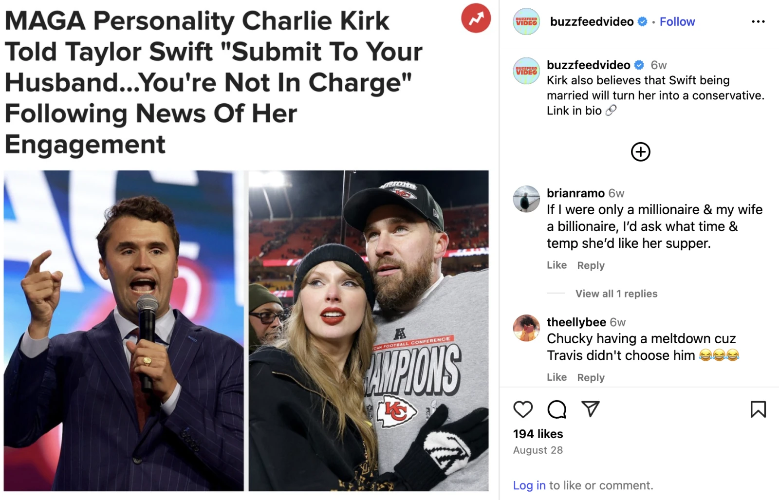 Charlie Kirk, cet homme de bon goût qui a beaucoup fait pour la démocratie américaine apparemment.